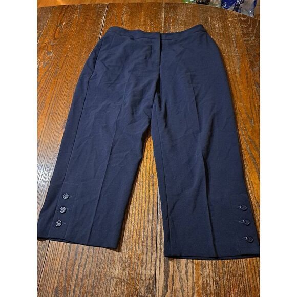 Size 10 Kim Rogers Signature Blue Capris Skimmer Pedal Pushers Button Detail Leg - Picture 1 of 4